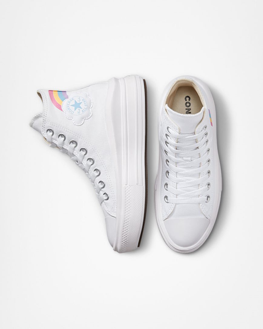 Zapatos Plataforma Converse Chuck Taylor All Star Move Rainbow Cloud Altas Niña Blancas Azules Rosas | PE E7PW0L